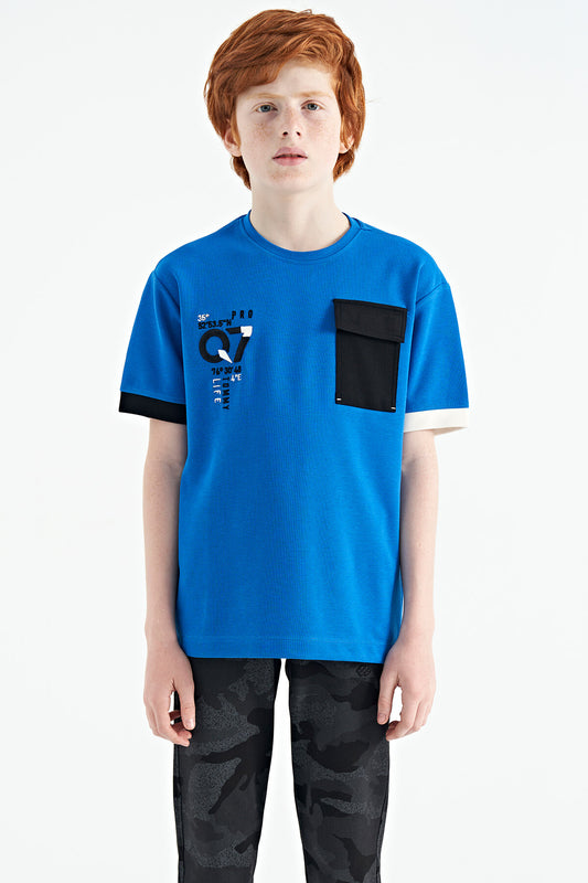 Saks O Collar Oversize Print Detailed Boys' T-Shirt - 11152