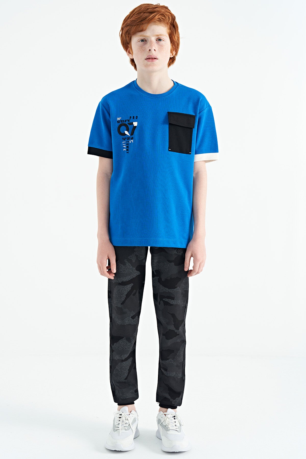Saks O Collar Oversize Print Detailed Boys' T-Shirt - 11152