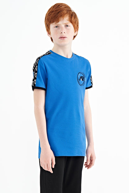 Sleeve Print Detailed Standard Fit O Collar Boy's T-Shirt - 11121