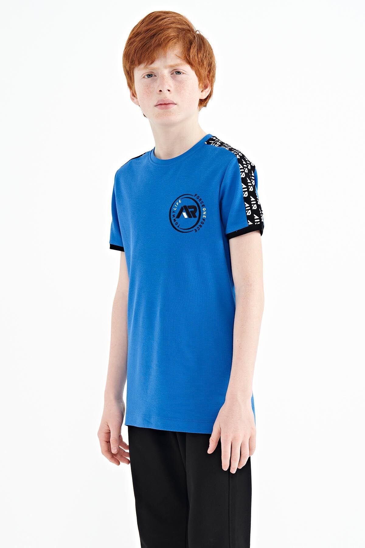 Sleeve Print Detailed Standard Fit O Collar Boy's T-Shirt - 11121