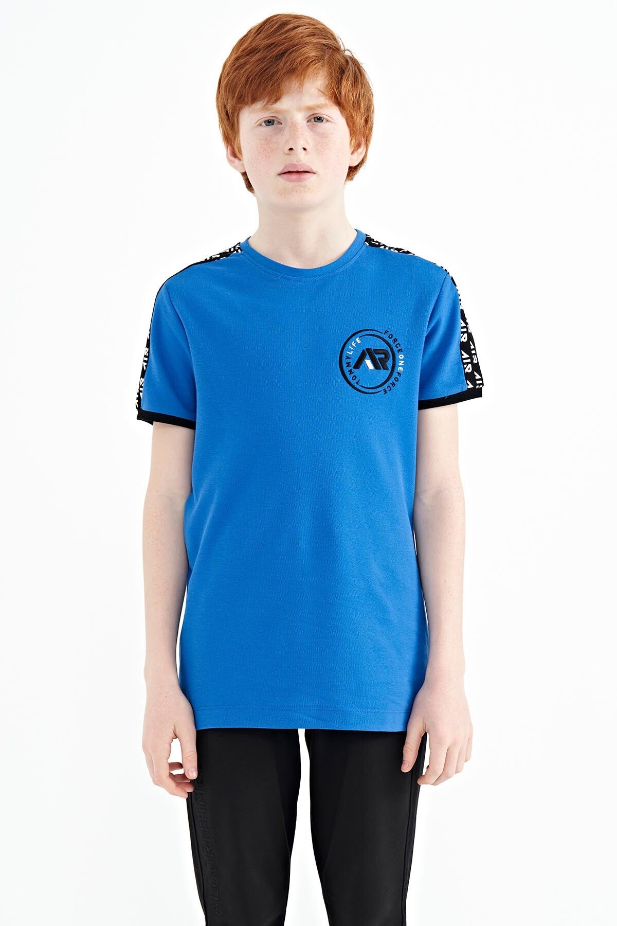 Sleeve Print Detailed Standard Fit O Collar Boy's T-Shirt - 11121