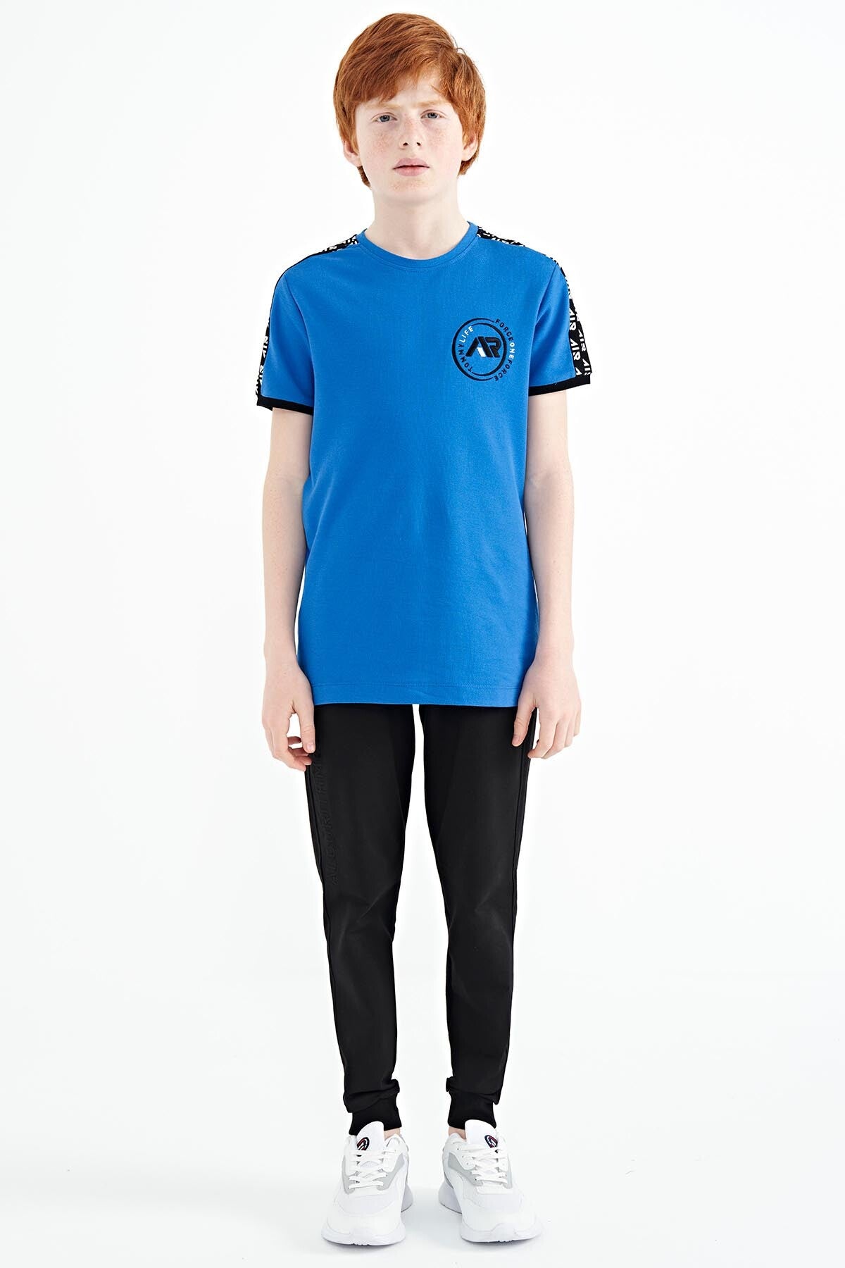 Sleeve Print Detailed Standard Fit O Collar Boy's T-Shirt - 11121