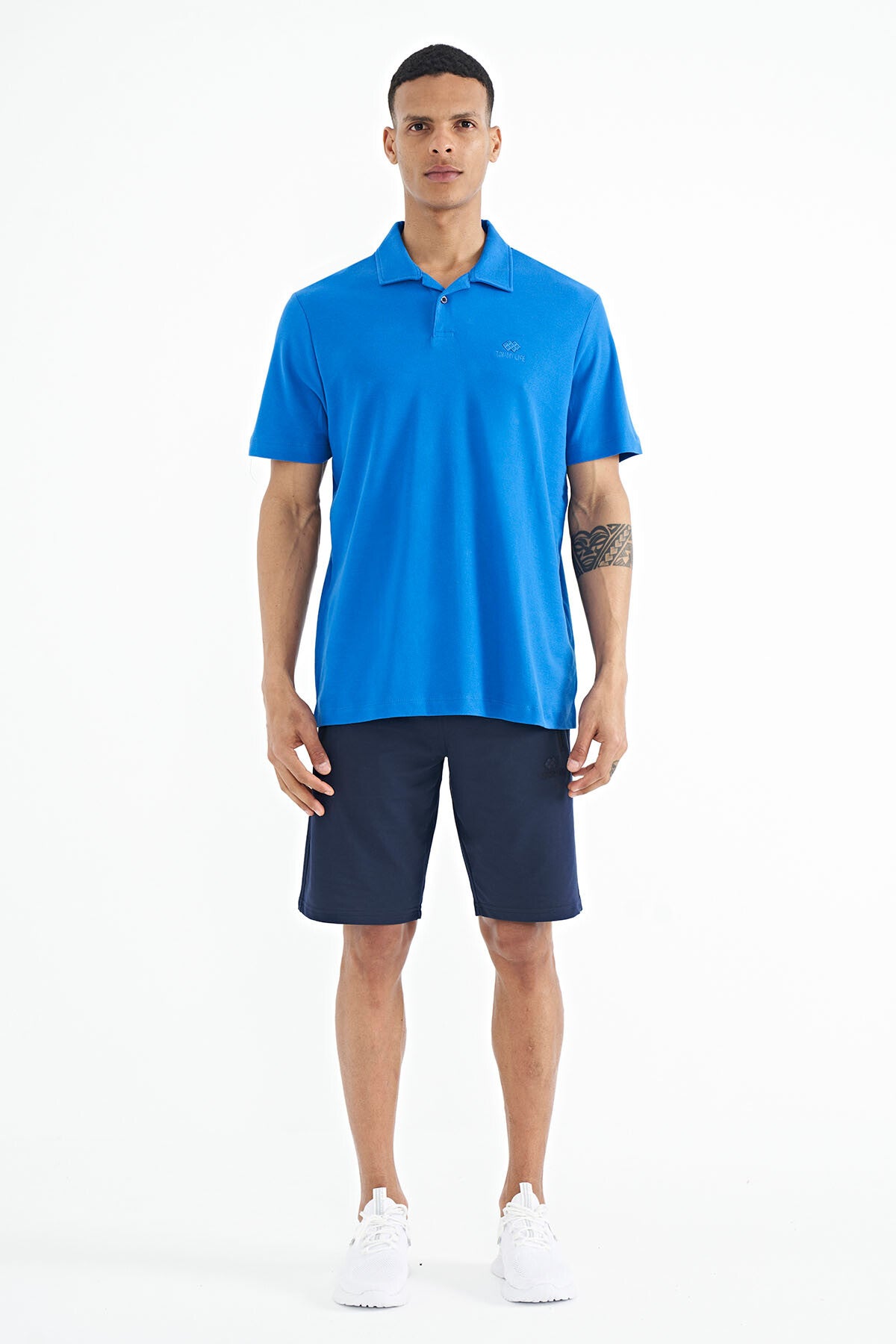 Polo Collar Logo Embroidered Regular Fit Men's T-Shirt - 88237