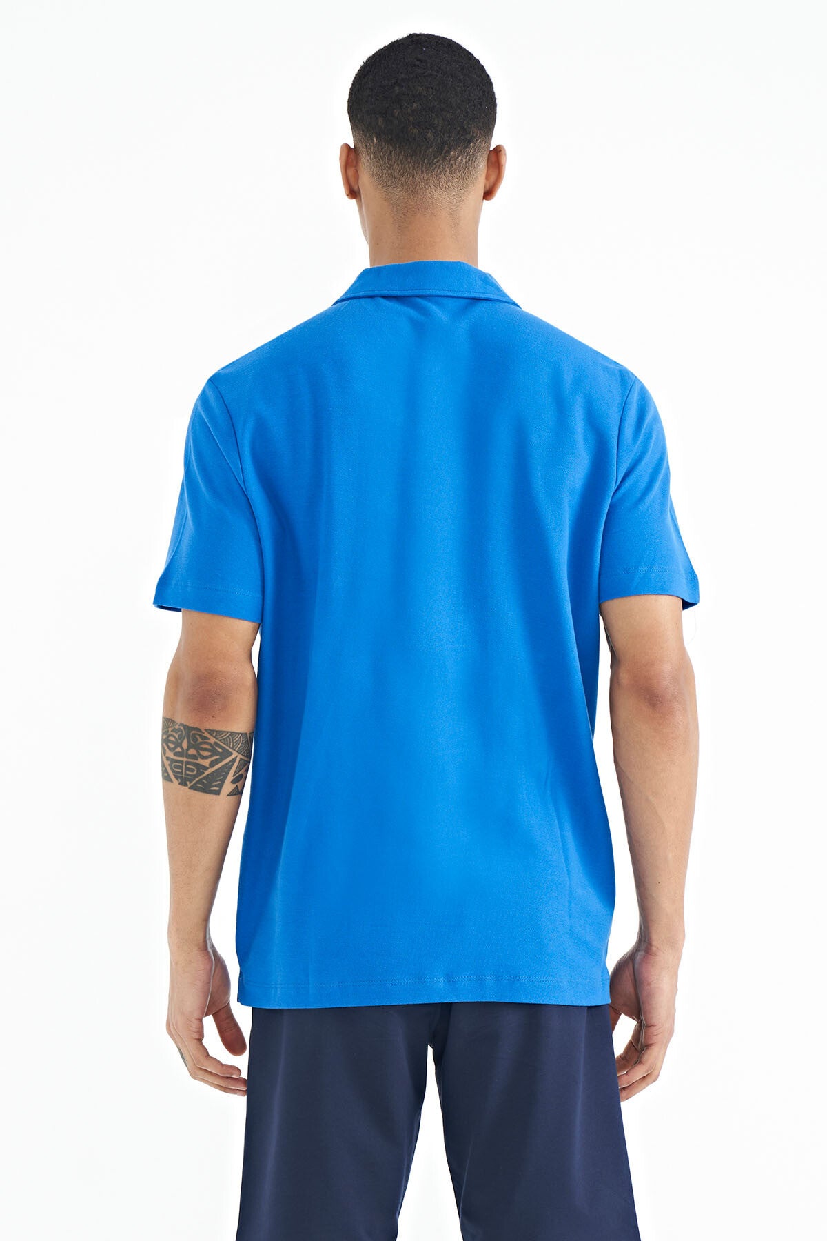 Polo Collar Logo Embroidered Regular Fit Men's T-Shirt - 88237