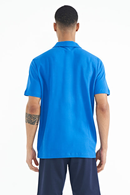 Polo Collar Logo Embroidered Regular Fit Men's T-Shirt - 88237