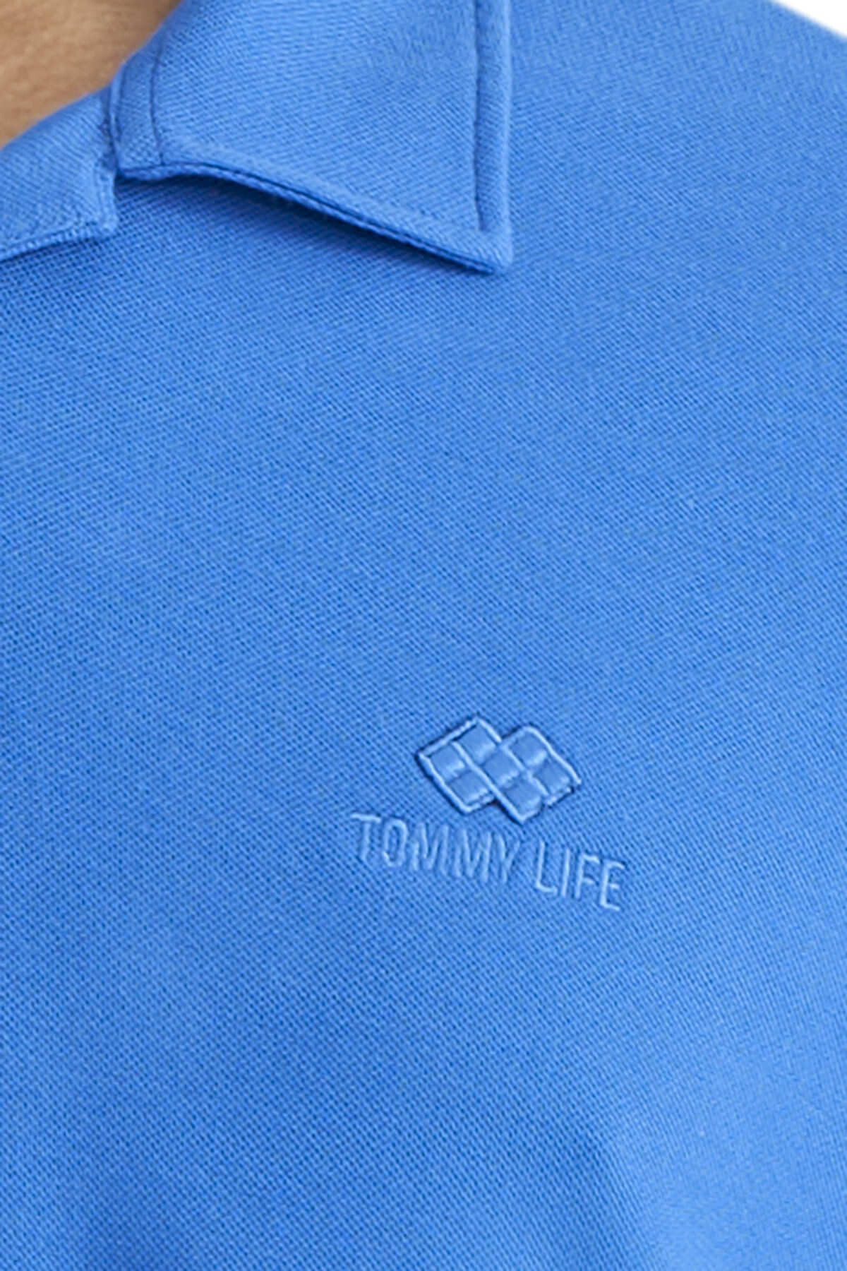 Polo Collar Logo Embroidered Regular Fit Men's T-Shirt - 88237
