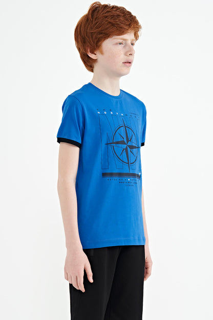 Compass Printed Standard Fit O Collar Boys T-Shirt - 11106