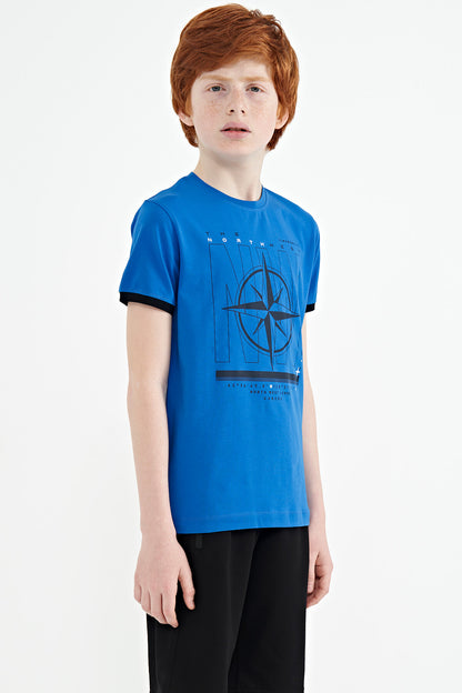 Compass Printed Standard Fit O Collar Boys T-Shirt - 11106