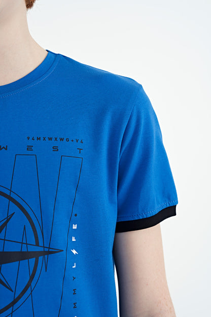Compass Printed Standard Fit O Collar Boys T-Shirt - 11106