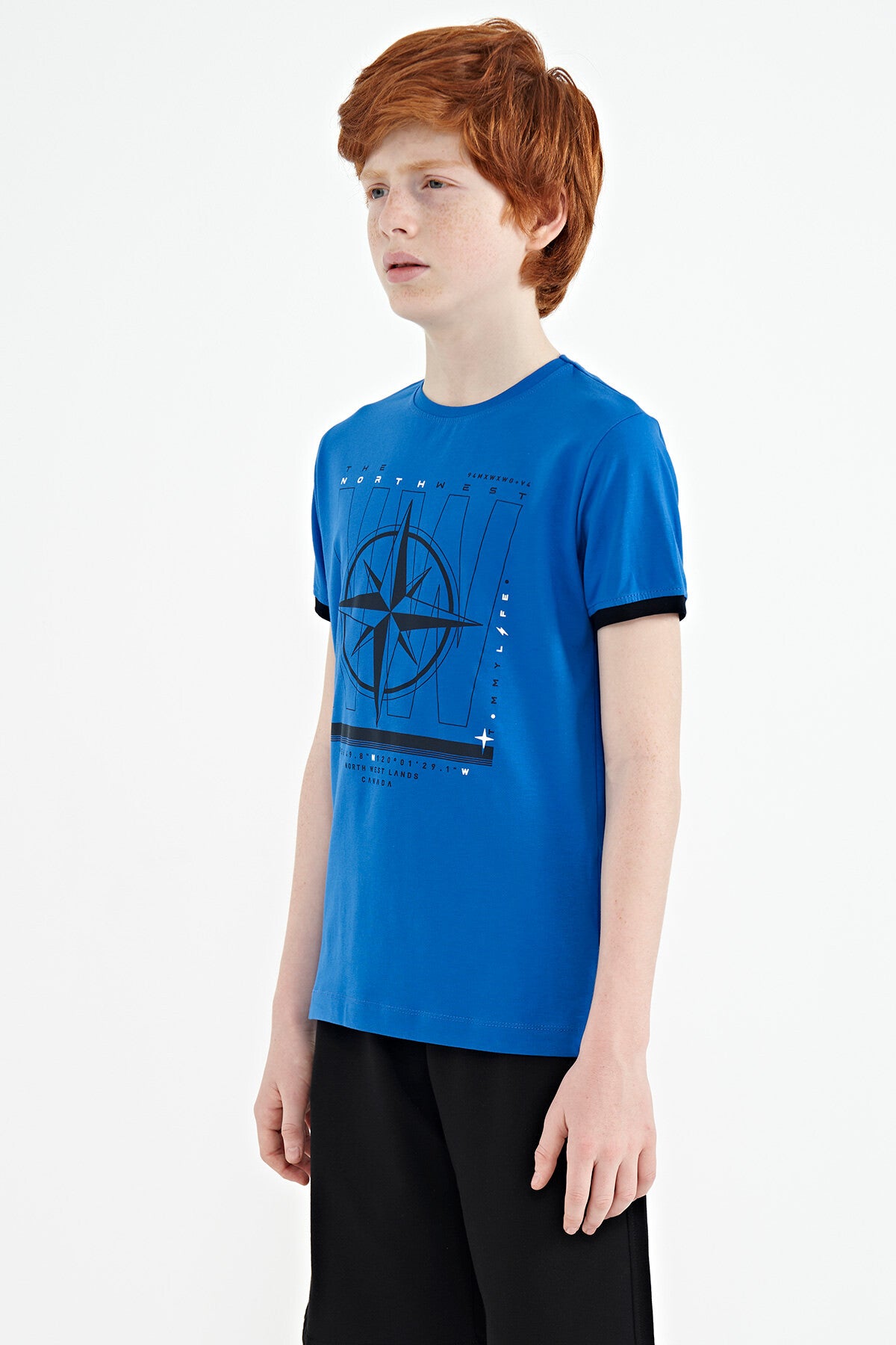 Compass Printed Standard Fit O Collar Boys T-Shirt - 11106