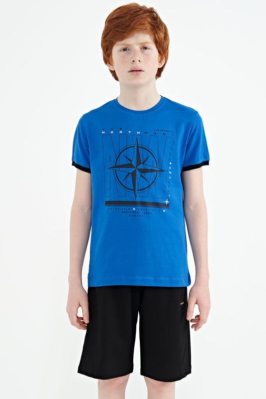 Compass Printed Standard Fit O Collar Boys T-Shirt - 11106