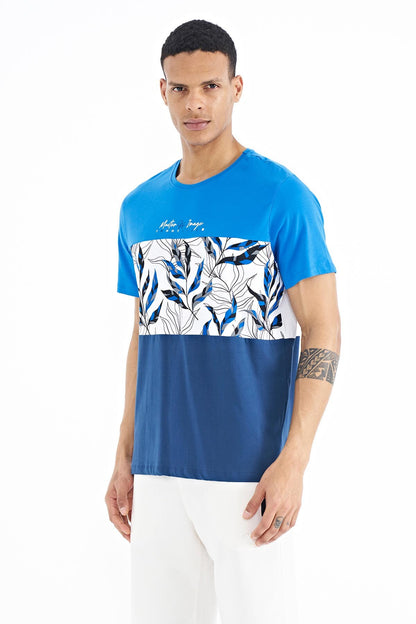 Ombre Color Print Detailed O Collar Standard Fit Men's T-Shirt - 88177