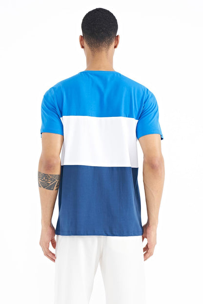 Ombre Color Print Detailed O Collar Standard Fit Men's T-Shirt - 88177
