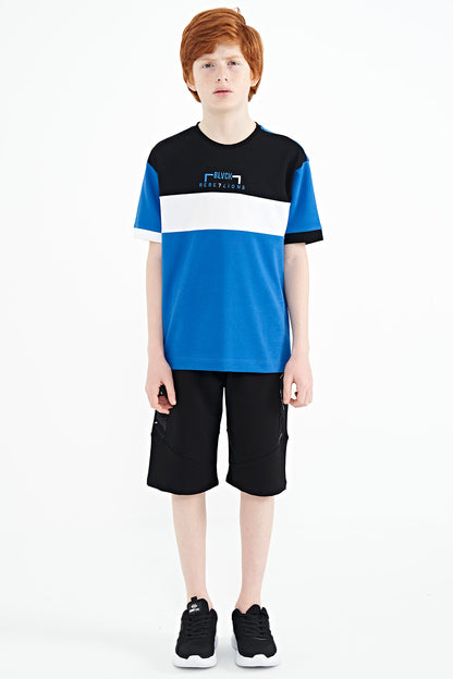 Gradient Color Embroidered Oversize Boys T-Shirt - 11159