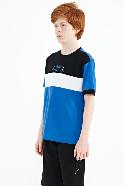 Gradient Color Embroidered Oversize Boys T-Shirt - 11159