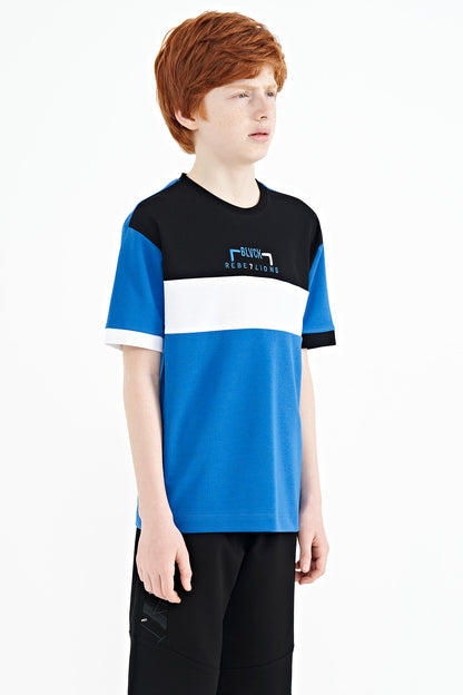 Gradient Color Embroidered Oversize Boys T-Shirt - 11159