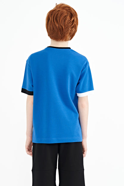 Gradient Color Embroidered Oversize Boys T-Shirt - 11159