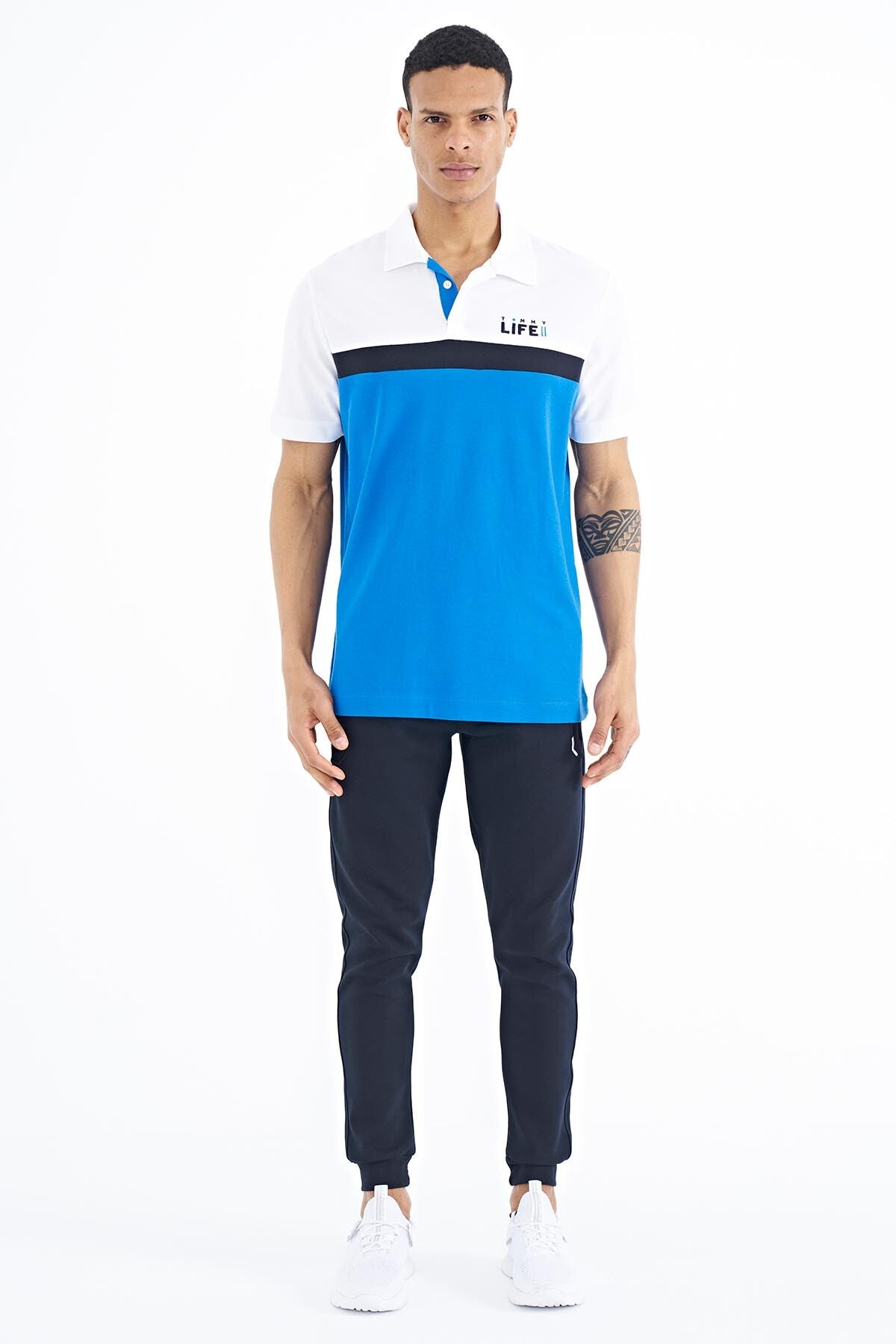 Ombre Color Polo Collar Standard Fit Men's T-shirt - 88238
