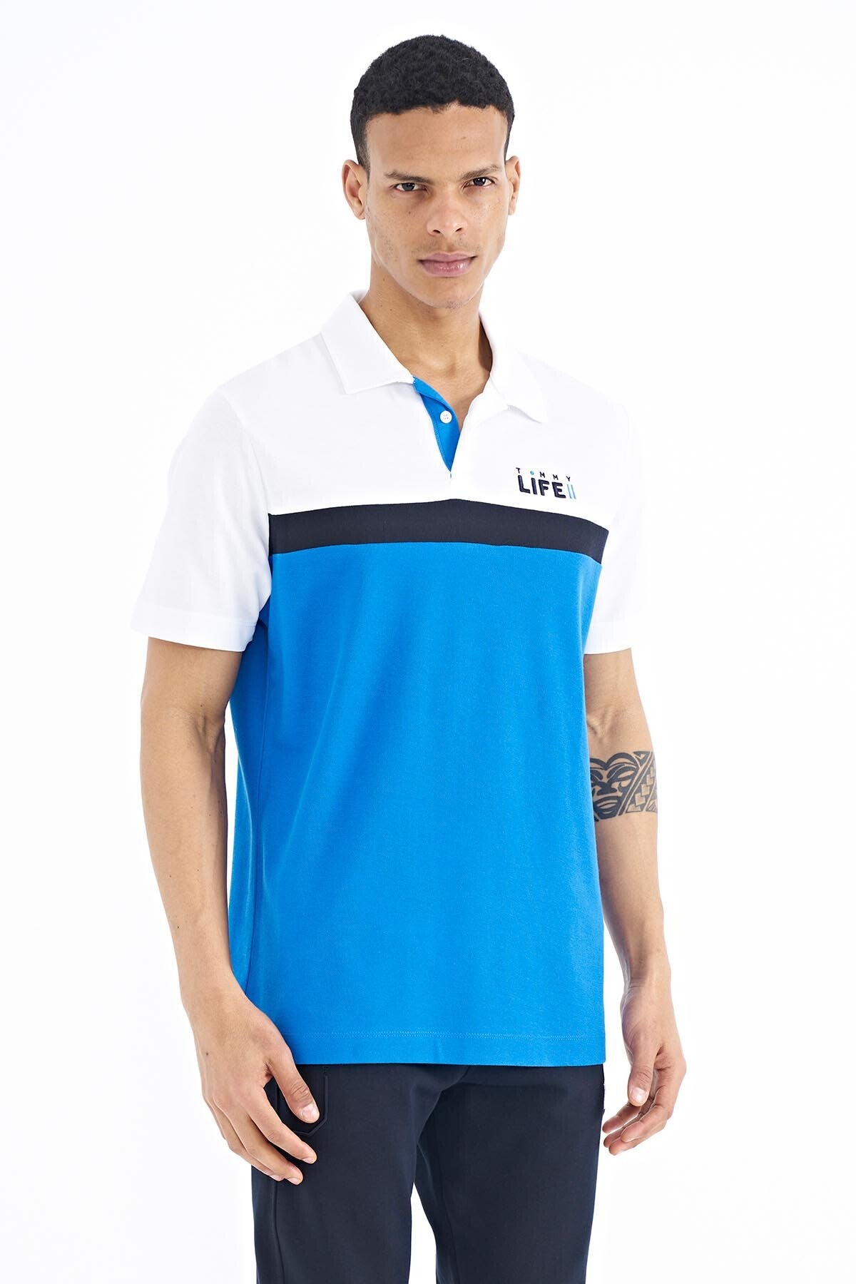 Ombre Color Polo Collar Standard Fit Men's T-shirt - 88238