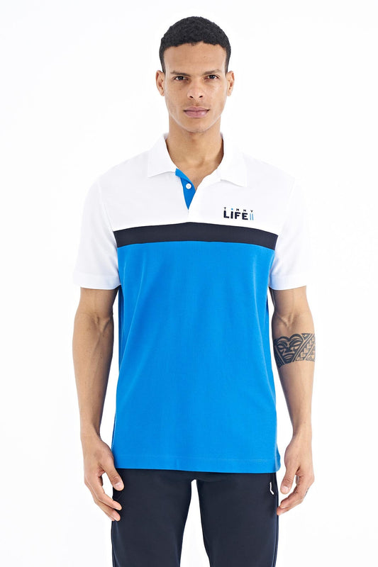 Ombre Color Polo Collar Standard Fit Men's T-shirt - 88238