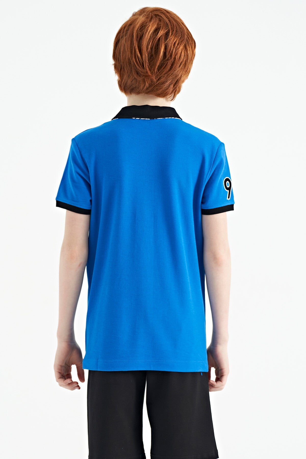 Striped Print Detailed Polo Collar Standard Cut Boys T-Shirt - 11162