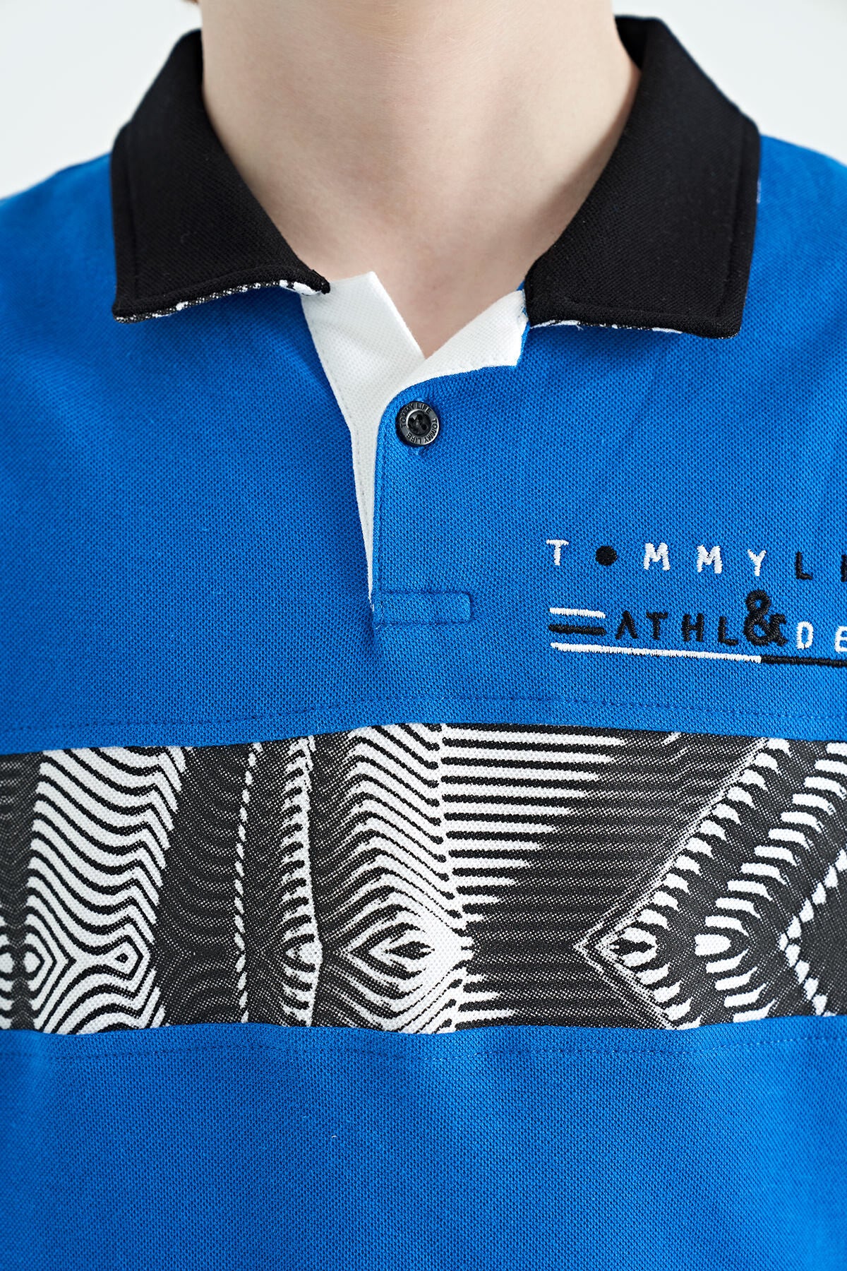Striped Print Detailed Polo Collar Standard Cut Boys T-Shirt - 11162