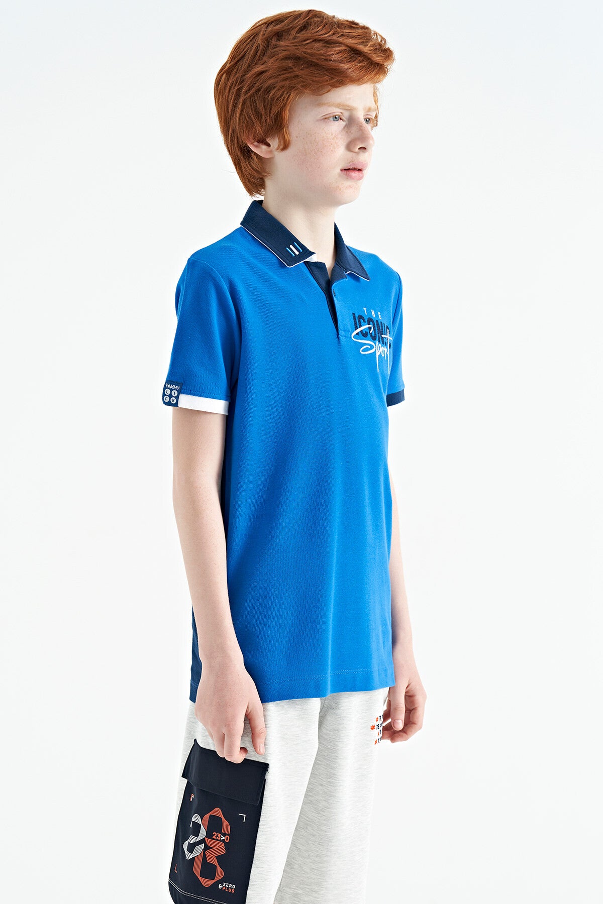 Collar Embroidered Chest Standard Fit Polo Collar Boys T-Shirt - 11139