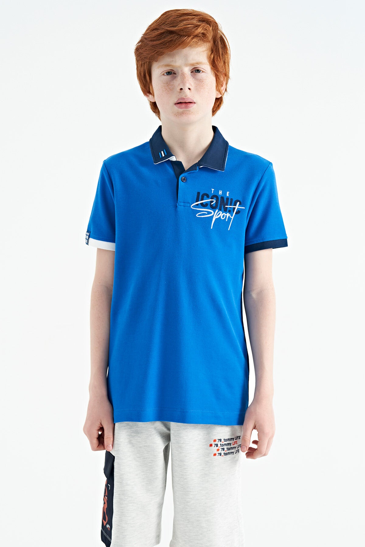Collar Embroidered Chest Standard Fit Polo Collar Boys T-Shirt - 11139