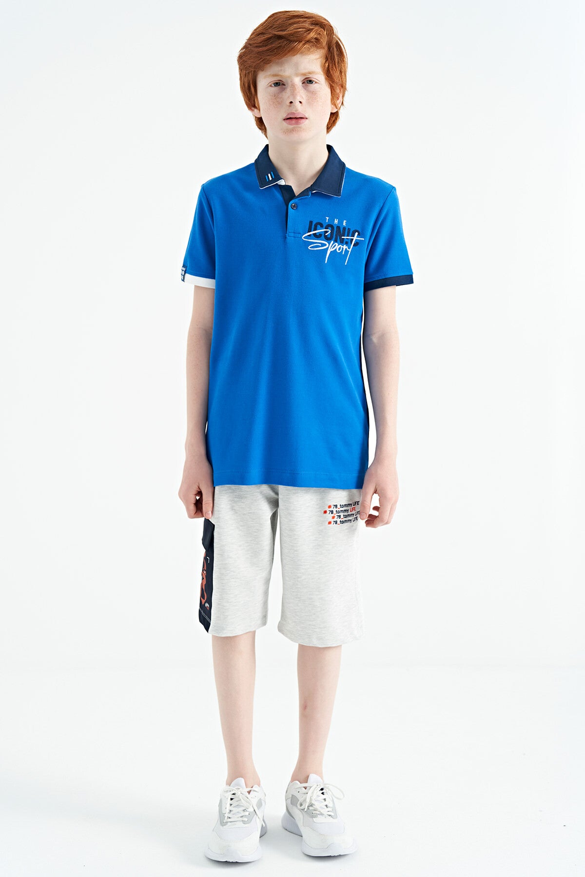 Collar Embroidered Chest Standard Fit Polo Collar Boys T-Shirt - 11139