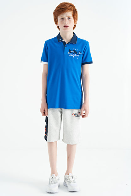 Collar Embroidered Chest Standard Fit Polo Collar Boys T-Shirt - 11139