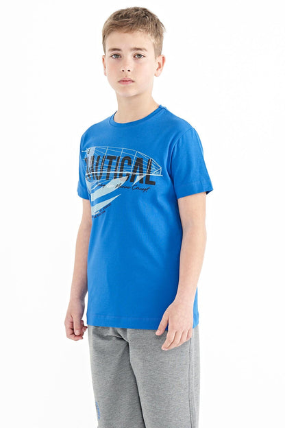 Sleeve Print O Collar Standard Fit Boys' T-Shirt - 11100