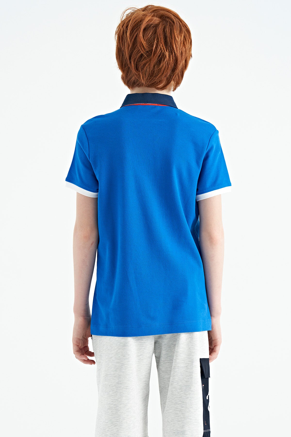 Embroidered Detailed Standard Pattern Polo Collar Boys' T-Shirt - 11085