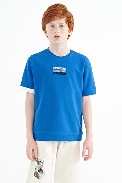 Saks Embroidered O Collar Oversize Boys' T-Shirt - 11146