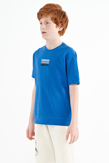 Saks Embroidered O Collar Oversize Boys' T-Shirt - 11146