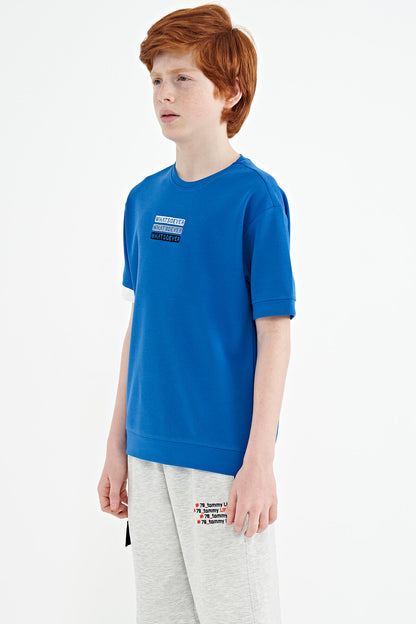 Saks Embroidered O Collar Oversize Boys' T-Shirt - 11146