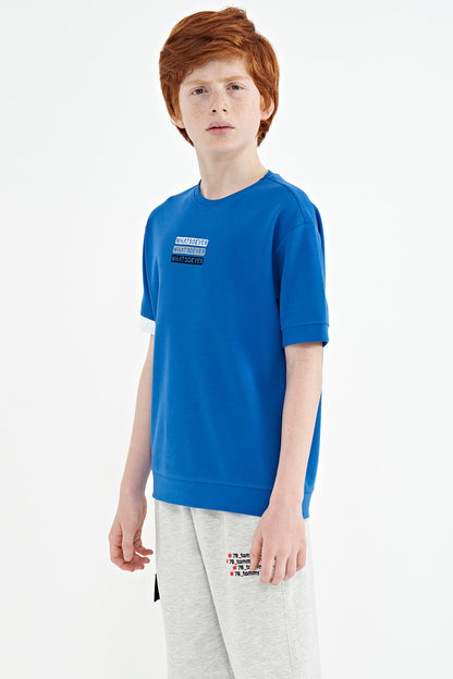 Saks Embroidered O Collar Oversize Boys' T-Shirt - 11146