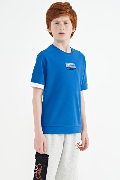 Saks Embroidered O Collar Oversize Boys' T-Shirt - 11146