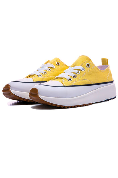 Yellow Laced High Sole Daily Women's Sneakers - 89070