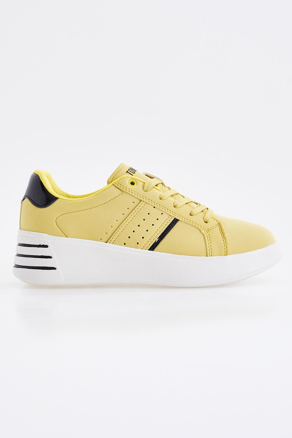 Yellow Laced High Sole Daily Women's Sneakers - 89071