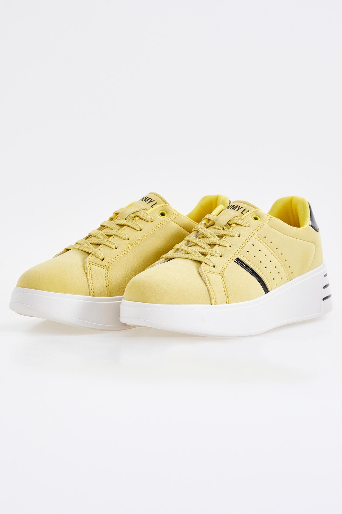 Yellow Laced High Sole Daily Women's Sneakers - 89071