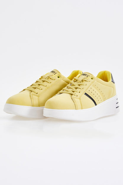 Yellow Laced High Sole Daily Women's Sneakers - 89071
