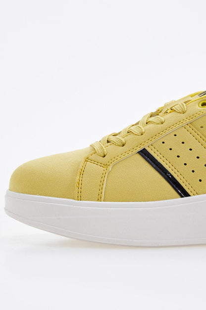 Yellow Laced High Sole Daily Women's Sneakers - 89071