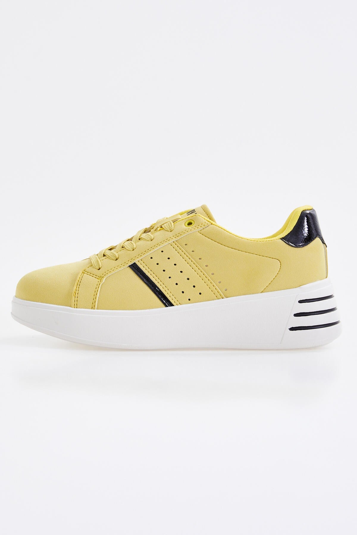 Yellow Laced High Sole Daily Women's Sneakers - 89071