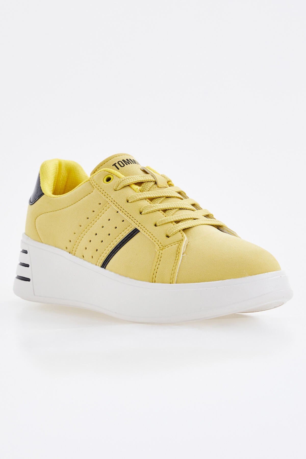 Yellow Laced High Sole Daily Women's Sneakers - 89071
