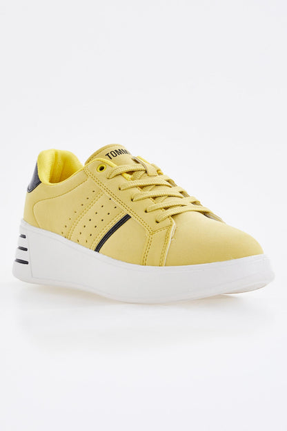 Yellow Laced High Sole Daily Women's Sneakers - 89071