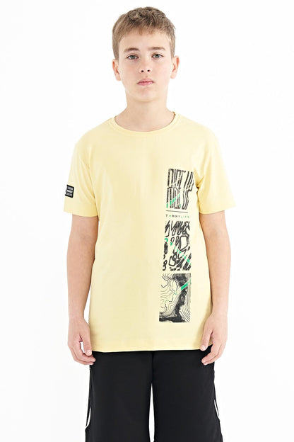 Yellow Print Detailed O Collar Standard Fit Boys T-Shirt - 11104