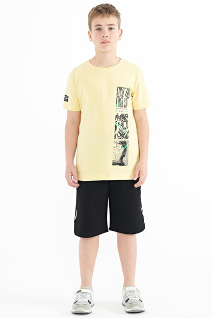 Yellow Print Detailed O Collar Standard Fit Boys T-Shirt - 11104