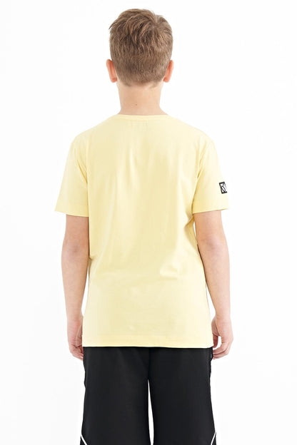 Yellow Print Detailed O Collar Standard Fit Boys T-Shirt - 11104