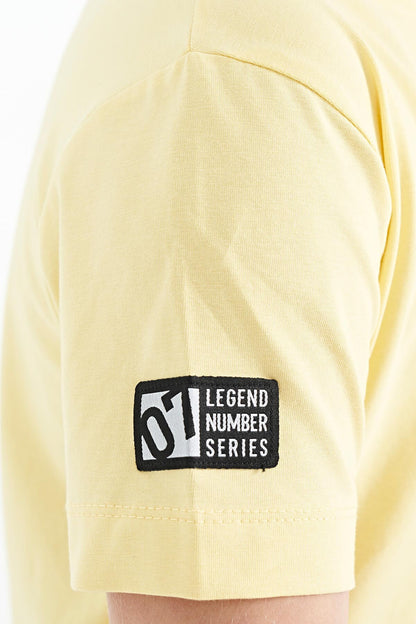 Yellow Print Detailed O Collar Standard Fit Boys T-Shirt - 11104