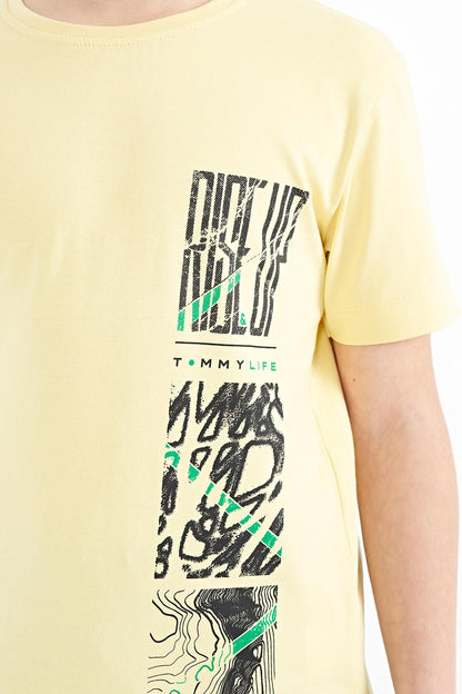 Yellow Print Detailed O Collar Standard Fit Boys T-Shirt - 11104